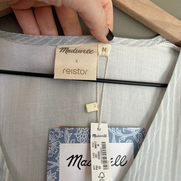 NWT Madewell x Reistor V-Neck Mini Dress Ivory Ivy Dreams Size Medium Babydoll - Picture 10 of 16